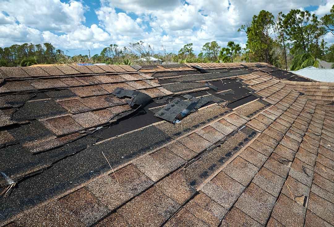 Storm-damaged roof in the TRC project gallery