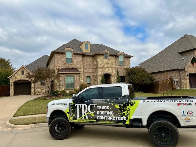 TRC truck at a brick home exterior project